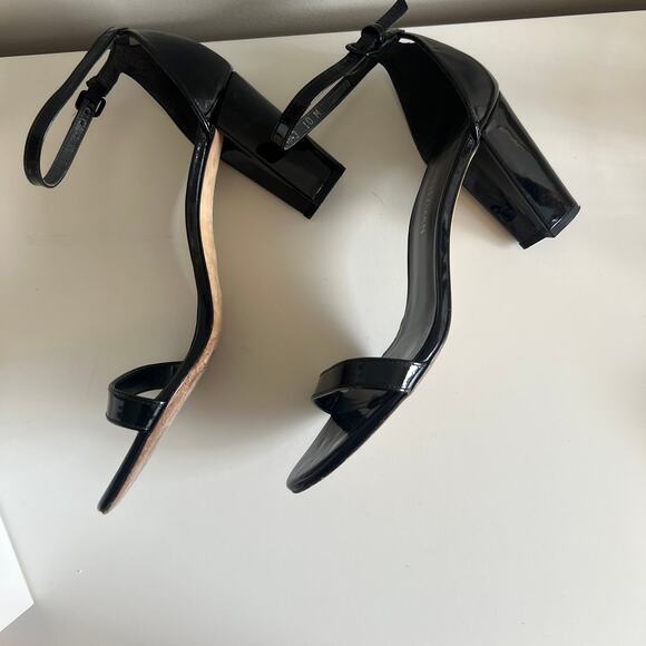 Stuart Weitzman Nearlynude Black Patent Leather Heels 10 - Picture 3 of 8